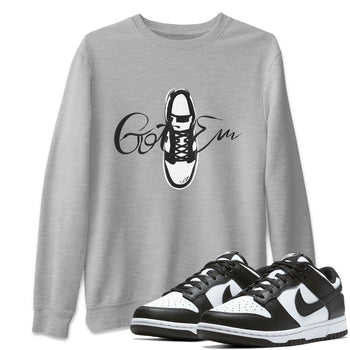 Dunk Panda Sneaker Match Tees Caligraphy Shoe Lace Sneaker Tees Dunk Low White Black SNRT Sneaker Release Tees Unisex Shirts Heather Grey 1