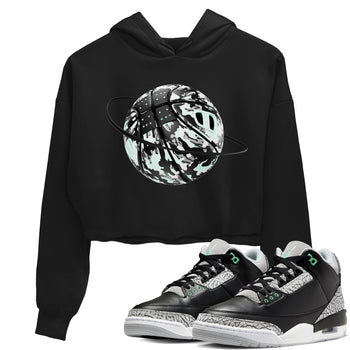 3s Green Glow shirt to match jordans Camo Basketball Planet sneaker tees Air Jordan 3 Green Glow SNRT Sneaker Release Tees Black 1 crop length shirt