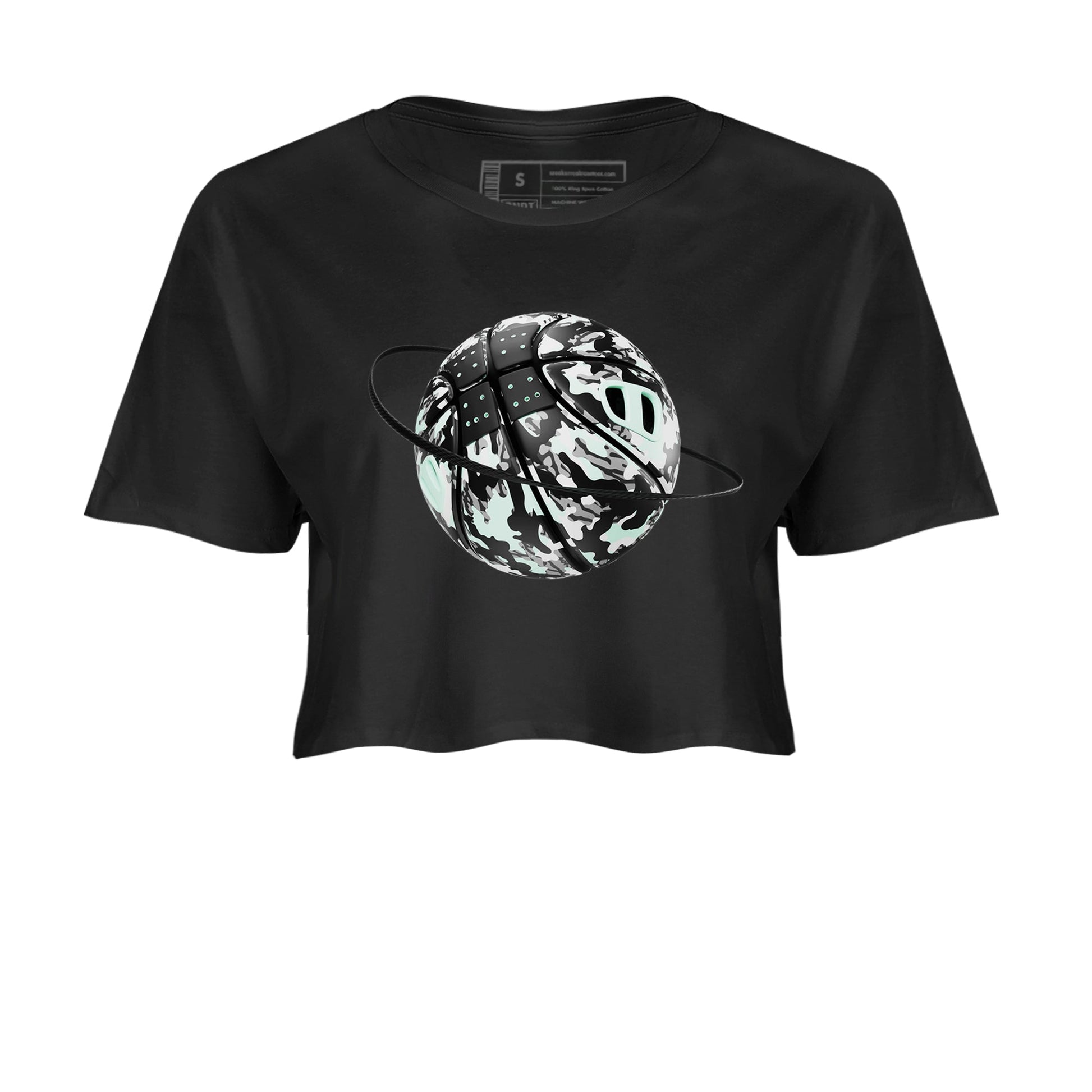 3s Green Glow shirt to match jordans Camo Basketball Planet sneaker tees Air Jordan 3 Green Glow SNRT Sneaker Release Tees Black 2 crop length shirt
