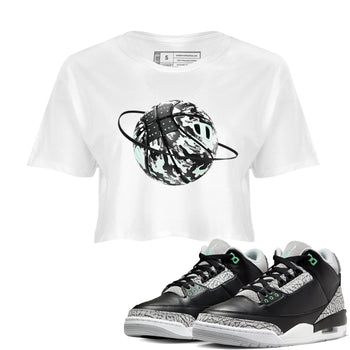 3s Green Glow shirt to match jordans Camo Basketball Planet sneaker tees Air Jordan 3 Green Glow SNRT Sneaker Release Tees White 1 crop length shirt