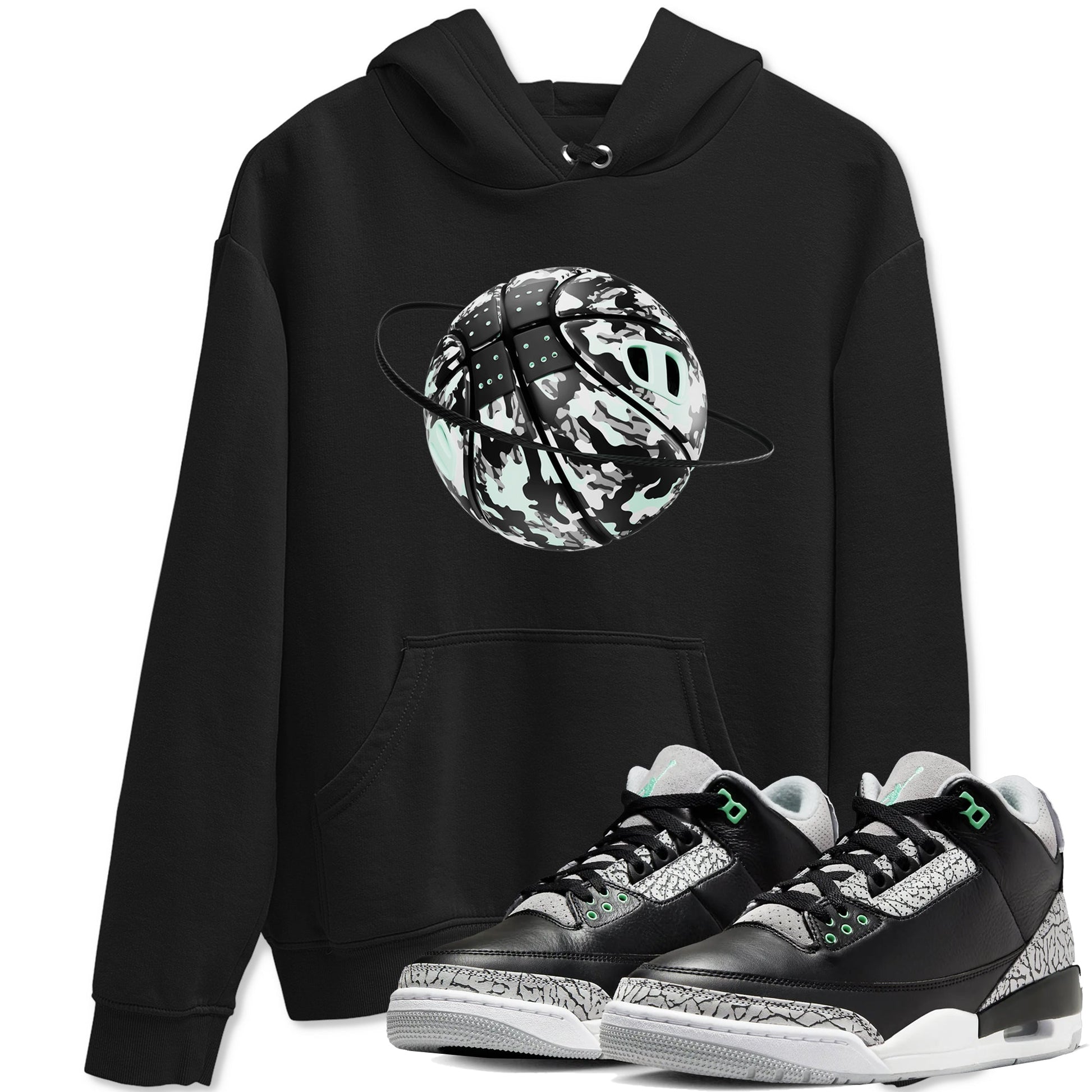 3s Green Glow shirt to match jordans Camo Basketball Planet sneaker tees Air Jordan 3 Green Glow SNRT Sneaker Release Tees unisex cotton Black 1 crew neck shirt