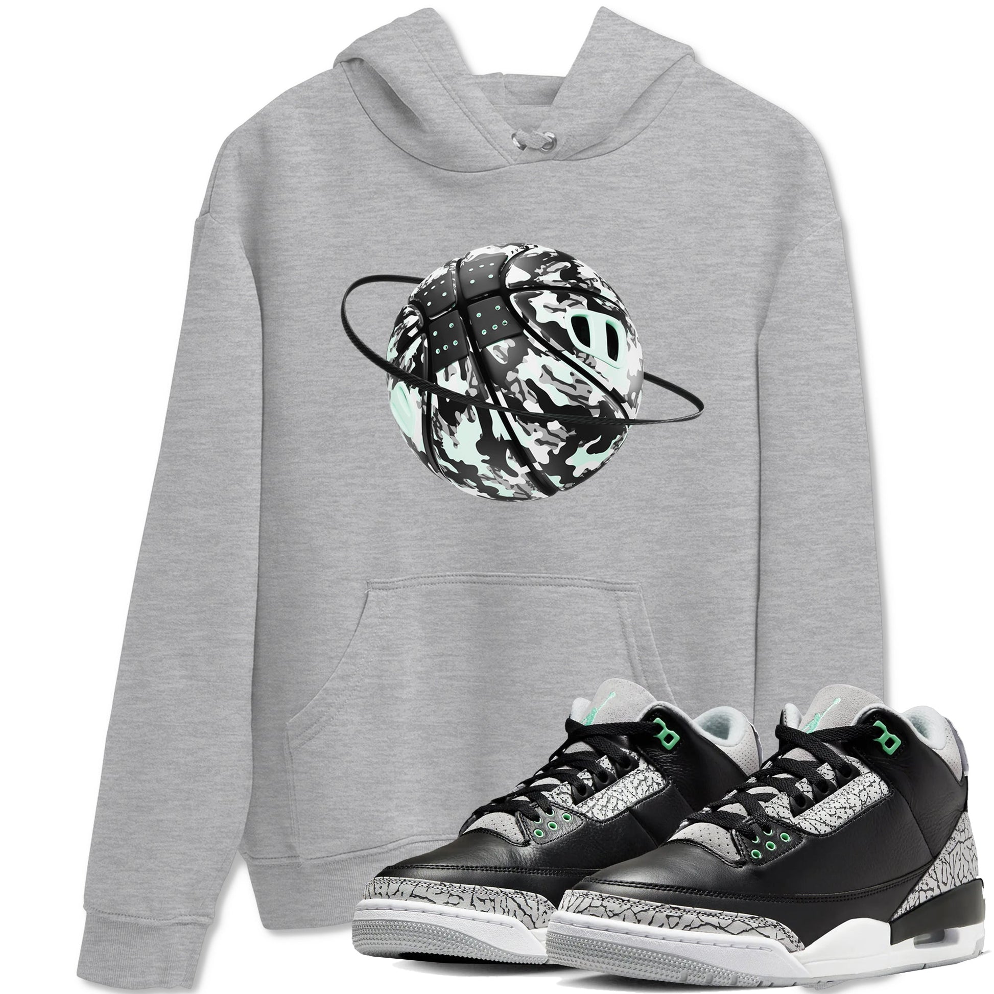 3s Green Glow shirt to match jordans Camo Basketball Planet sneaker tees Air Jordan 3 Green Glow SNRT Sneaker Release Tees unisex cotton Heather Grey 1 crew neck shirt