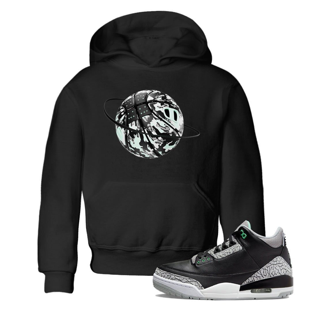 3s Green Glow shirt to match jordans Camo Basketball Planet sneaker tees Air Jordan 3 Green Glow SNRT sneaker release tees baby toddler Black 1 cotton Shirt