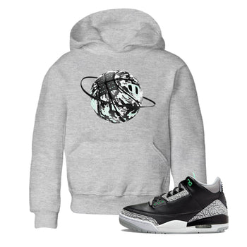 3s Green Glow shirt to match jordans Camo Basketball Planet sneaker tees Air Jordan 3 Green Glow SNRT sneaker release tees baby toddler Heather Grey 1 cotton Shirt