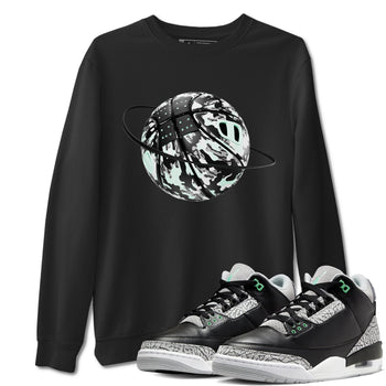 3s Green Glow shirt to match jordans Camo Basketball Planet sneaker tees Air Jordan 3 Green Glow SNRT Sneaker Release Tees unisex cotton Black 1 crew neck shirt