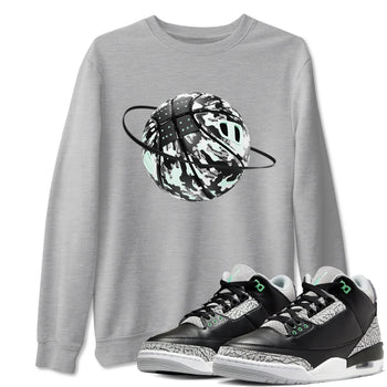 3s Green Glow shirt to match jordans Camo Basketball Planet sneaker tees Air Jordan 3 Green Glow SNRT Sneaker Release Tees unisex cotton Heather Grey 1 crew neck shirt