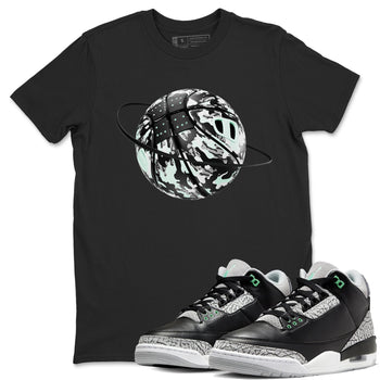 3s Green Glow shirt to match jordans Camo Basketball Planet sneaker tees Air Jordan 3 Green Glow SNRT Sneaker Release Tees unisex cotton Black 1 crew neck shirt