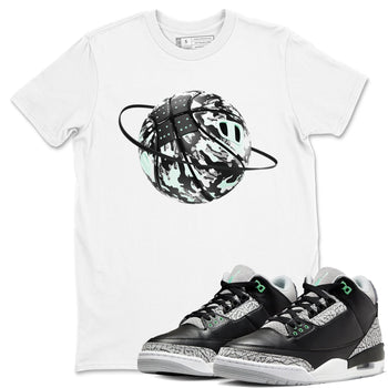 3s Green Glow shirt to match jordans Camo Basketball Planet sneaker tees Air Jordan 3 Green Glow SNRT Sneaker Release Tees unisex cotton White 1 crew neck shirt