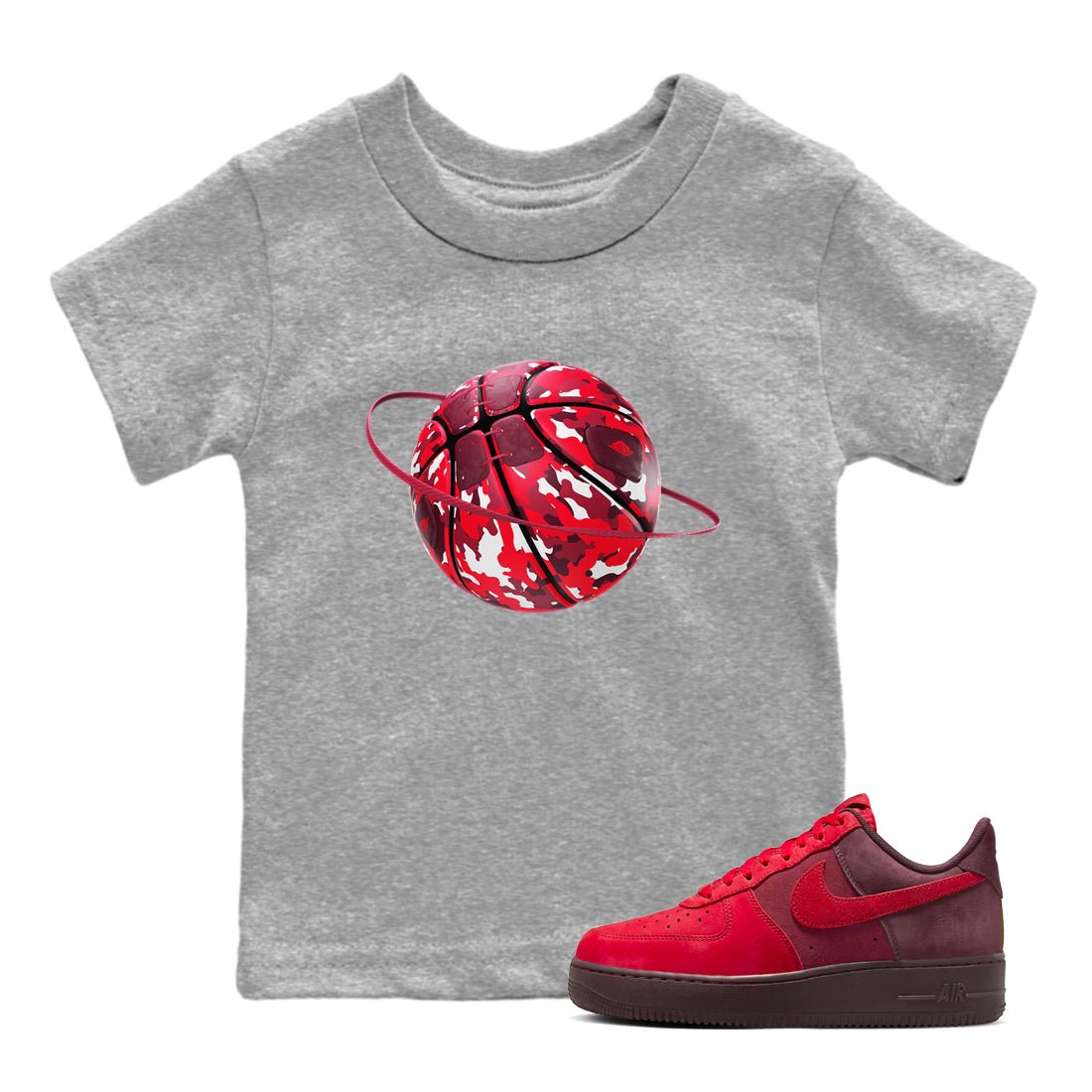 Air Force 1 Layers of Love shirt to match jordans Camo Basketball Planet sneaker tees af1 Layers of Love SNRT sneaker release tees baby toddler Heather Grey 1 cotton Shirt