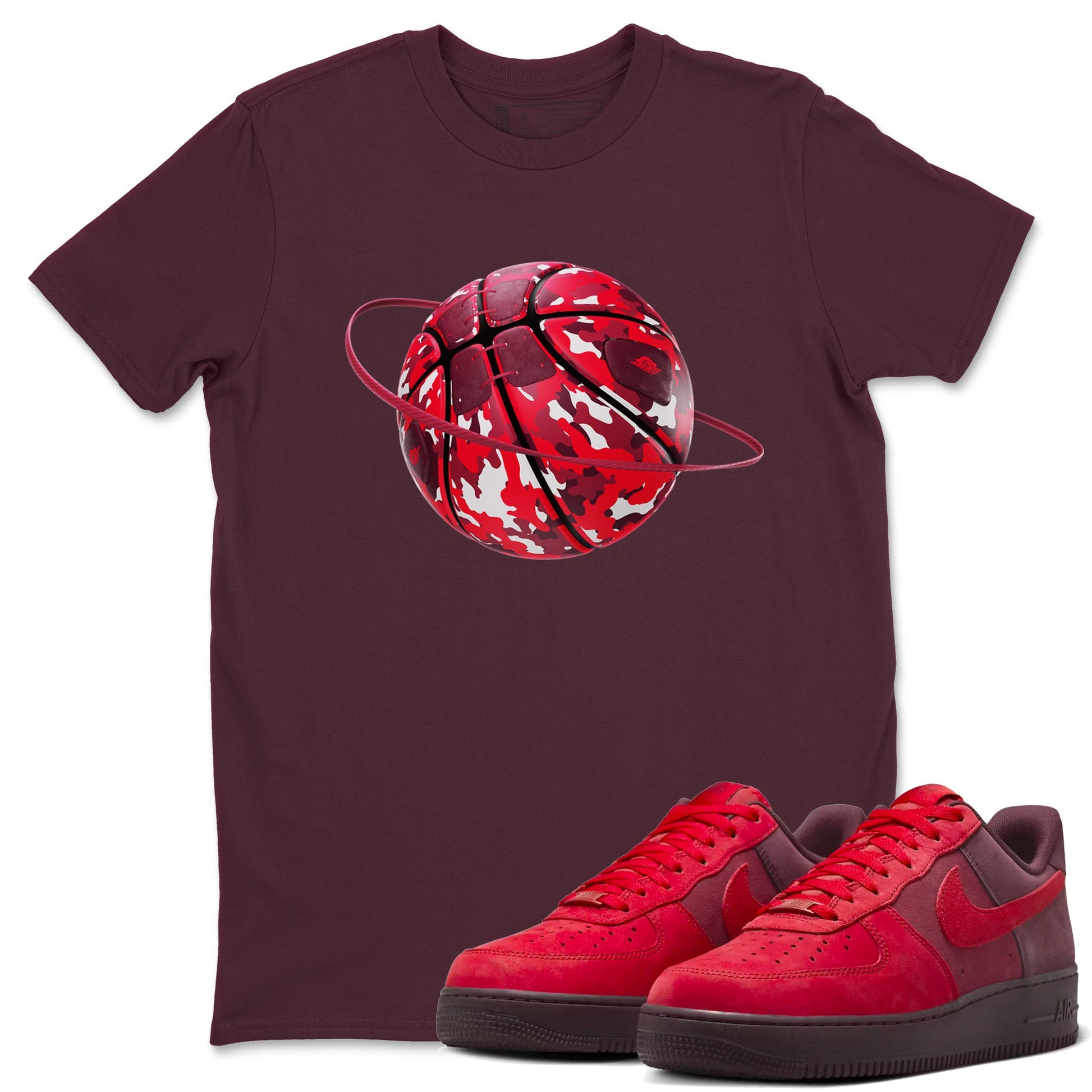 Air Force 1 Layers of Love shirt to match jordans Camo Basketball Planet sneaker tees af1 Layers of Love SNRT Sneaker Release Tees unisex cotton Maroon 1 crew neck shirt