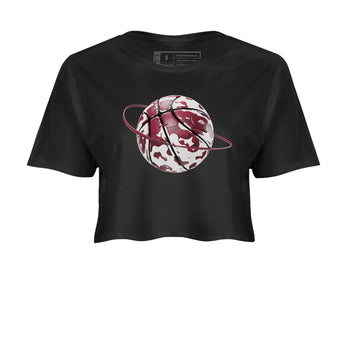 1s Metallic Burgundy shirt to match jordans Camo Basketball Planet sneaker tees AJ1 Metallic Burgundy SNRT Sneaker Release Tees Black 2 Crop T-Shirt