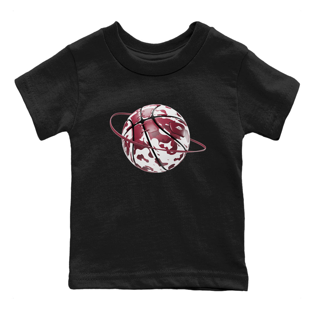 1s Metallic Burgundy shirt to match jordans Camo Basketball Planet sneaker tees AJ1 Metallic Burgundy SNRT Sneaker Release Tees Baby Toddler Black 2 T-Shirt