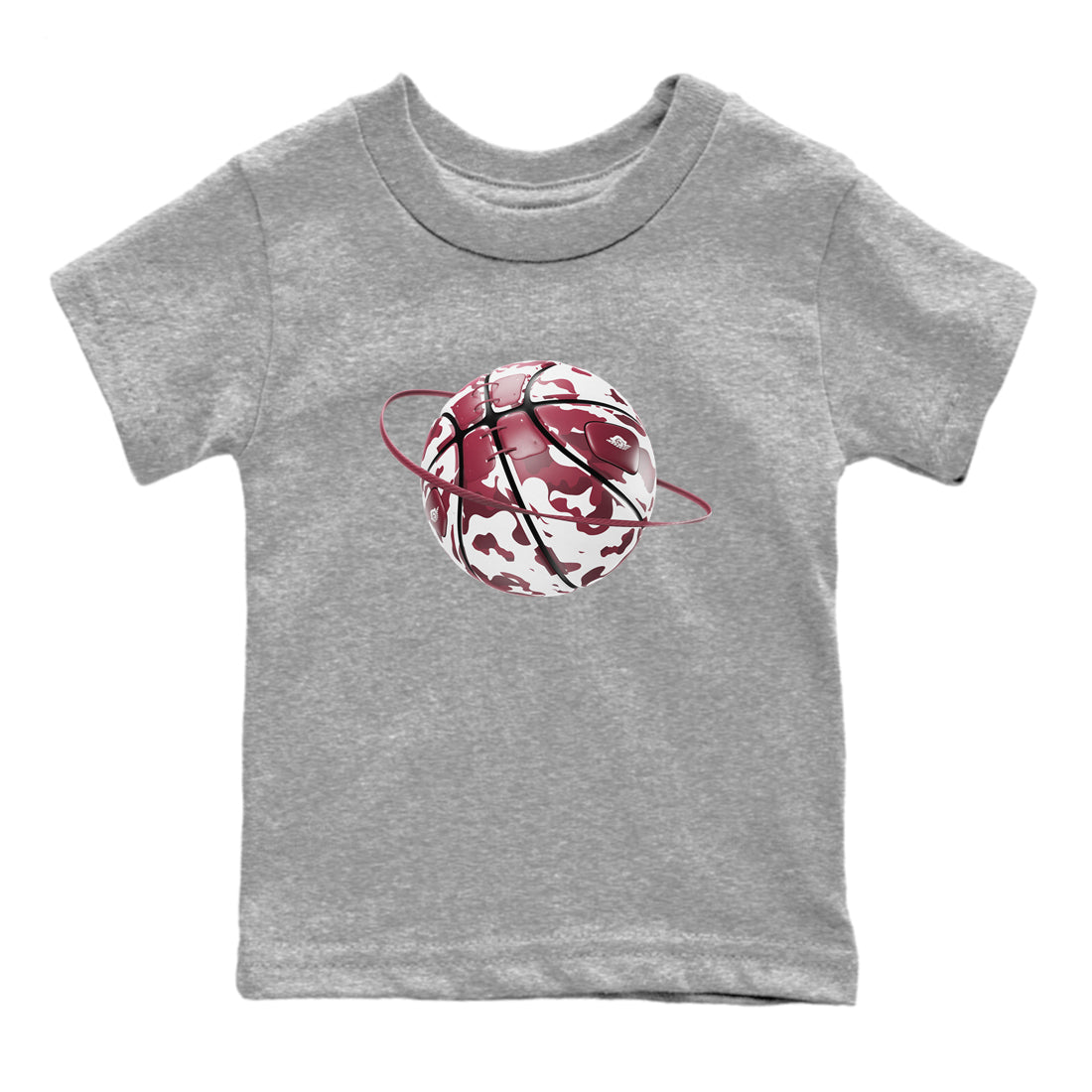 1s Metallic Burgundy shirt to match jordans Camo Basketball Planet sneaker tees AJ1 Metallic Burgundy SNRT Sneaker Release Tees Baby Toddler Heather Grey 2 T-Shirt