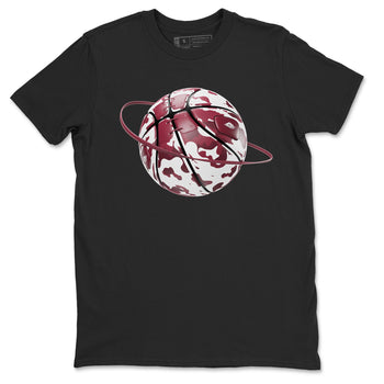 1s Metallic Burgundy shirt to match jordans Camo Basketball Planet sneaker tees AJ1 Metallic Burgundy SNRT Sneaker Release Tees Unisex Black 2 T-Shirt