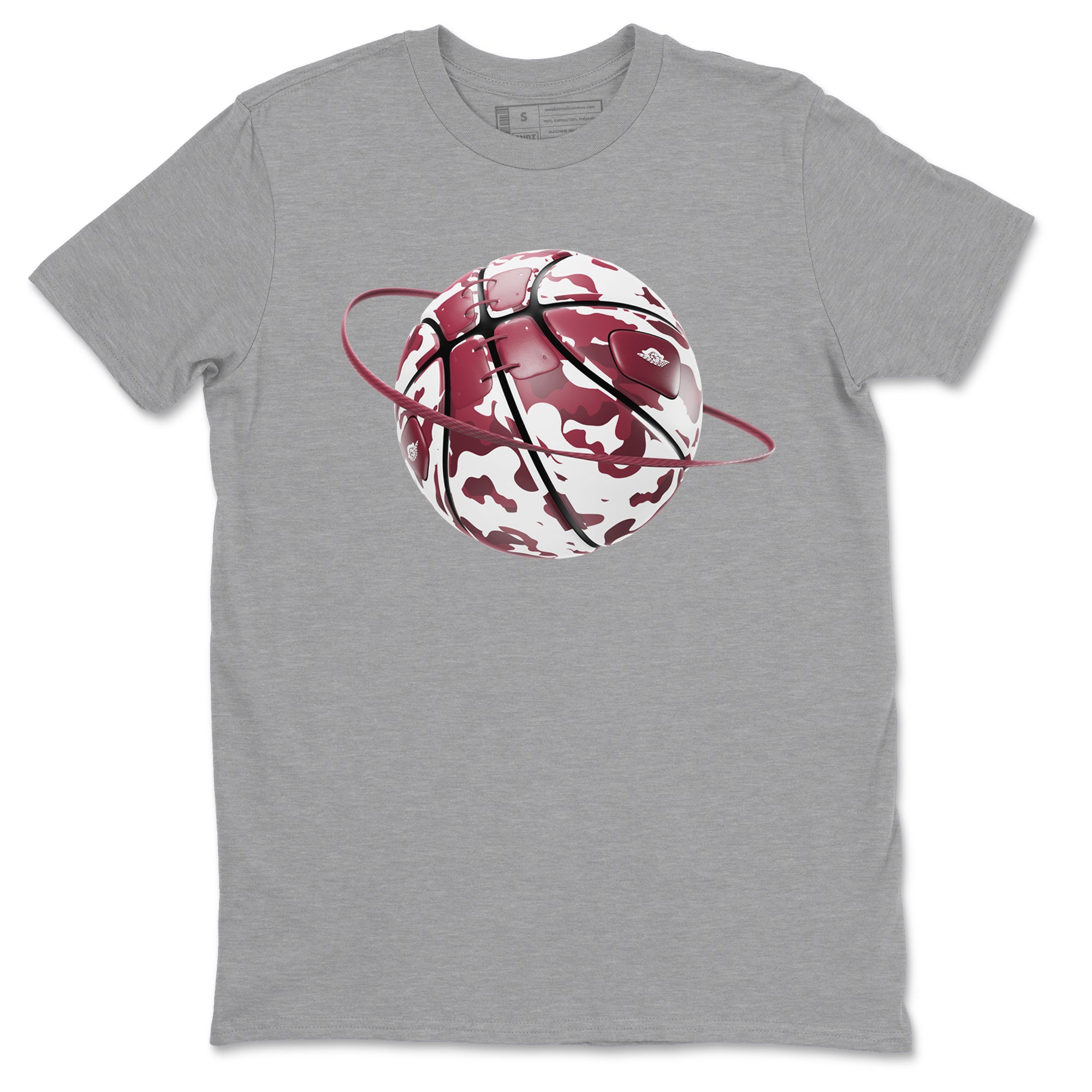 1s Metallic Burgundy shirt to match jordans Camo Basketball Planet sneaker tees AJ1 Metallic Burgundy SNRT Sneaker Release Tees Unisex Heather Grey 2 T-Shirt