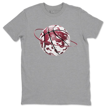 1s Metallic Burgundy shirt to match jordans Camo Basketball Planet sneaker tees AJ1 Metallic Burgundy SNRT Sneaker Release Tees Unisex Heather Grey 2 T-Shirt