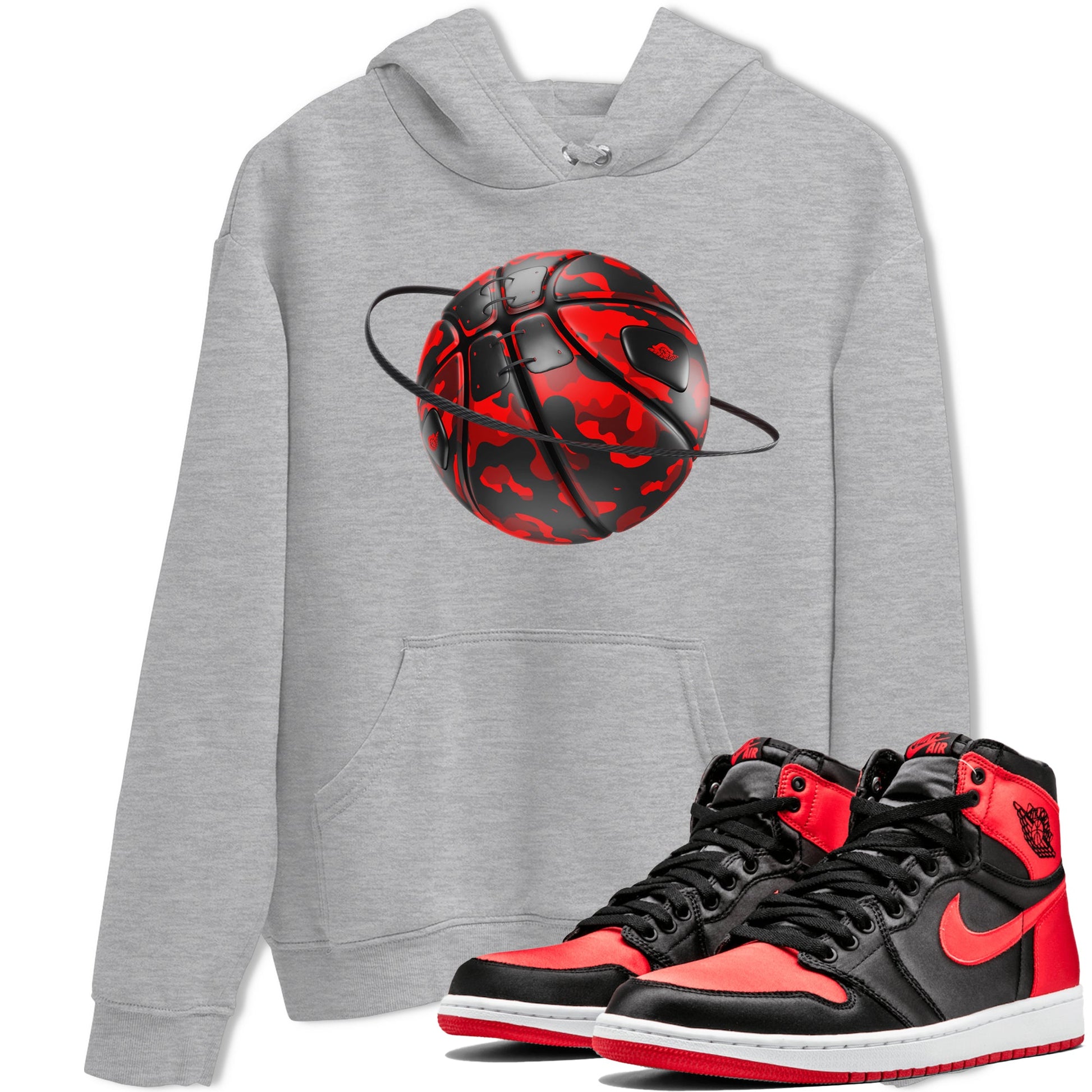 Air Jordan 1 Satin Bred shirt to match jordans Camo Basketball Planet sneaker tees AJ1Satin Bred SNRT Sneaker Release Tees Unisex Heather Grey 1 T-Shirt