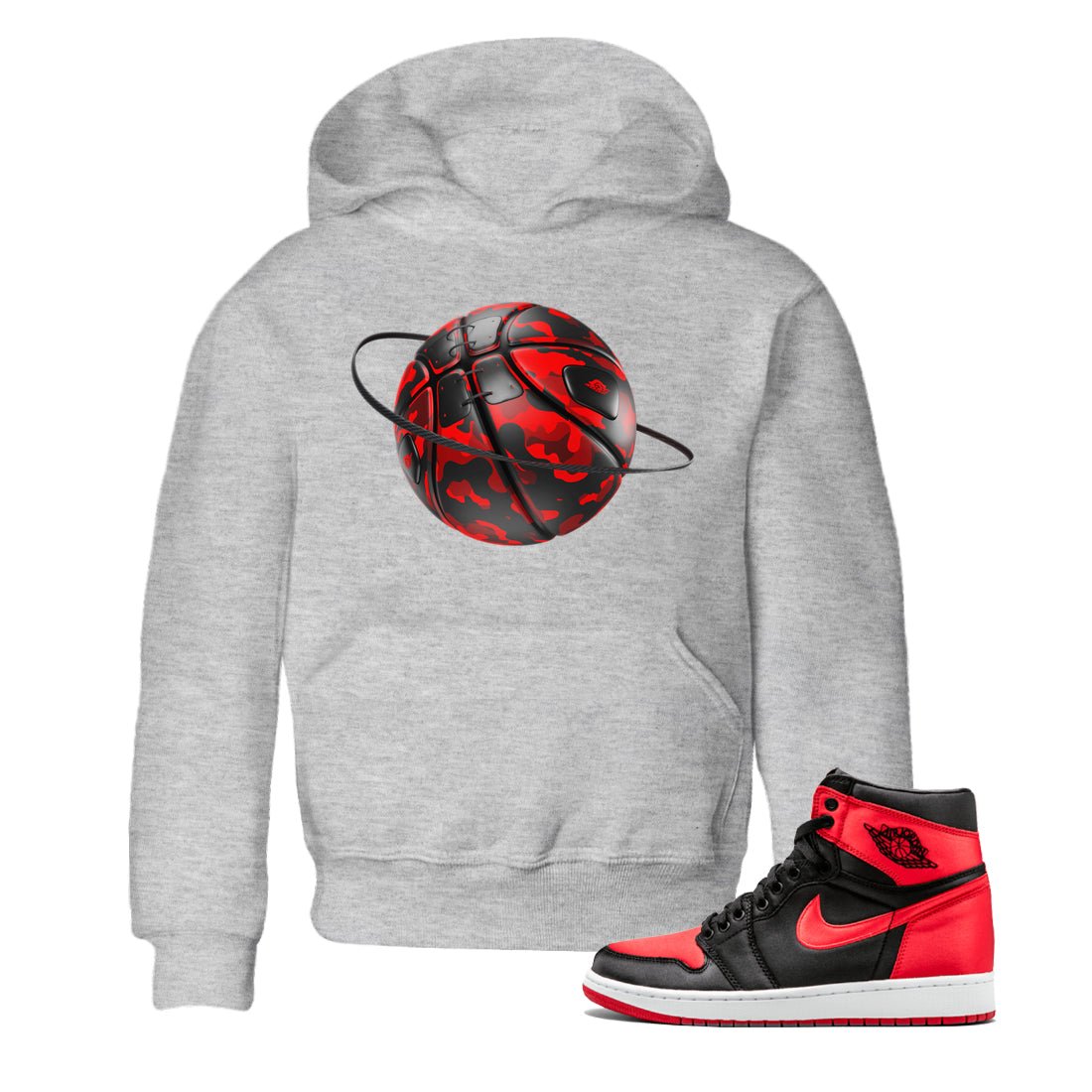 Air Jordan 1 Satin Bred shirt to match jordans Camo Basketball Planet sneaker tees AJ1Satin Bred SNRT Sneaker Release Tees Baby Toddler Heather Grey 1 T-Shirt