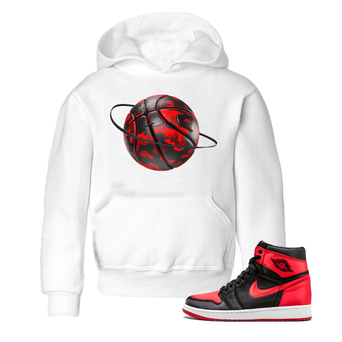 Air Jordan 1 Satin Bred shirt to match jordans Camo Basketball Planet sneaker tees AJ1Satin Bred SNRT Sneaker Release Tees Baby Toddler White 1 T-Shirt