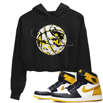 1s Yellow Ochre shirt to match jordans Camo Basketball Planet sneaker tees Air Jordan 1 Yellow Ochre SNRT Sneaker Release Tees Black 1 crop length shirt