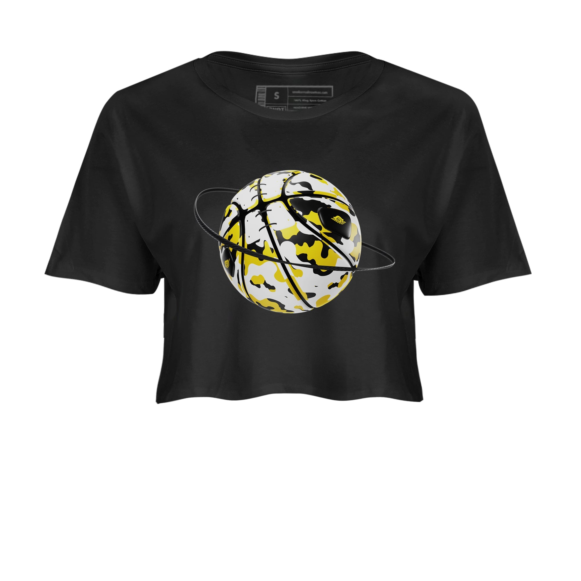 1s Yellow Ochre shirt to match jordans Camo Basketball Planet sneaker tees Air Jordan 1 Yellow Ochre SNRT Sneaker Release Tees Black 2 crop length shirt