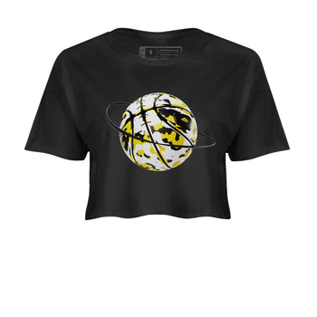 1s Yellow Ochre shirt to match jordans Camo Basketball Planet sneaker tees Air Jordan 1 Yellow Ochre SNRT Sneaker Release Tees Black 2 crop length shirt