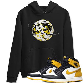 1s Yellow Ochre shirt to match jordans Camo Basketball Planet sneaker tees Air Jordan 1 Yellow Ochre SNRT Sneaker Release Tees unisex cotton Black 1 crew neck shirt