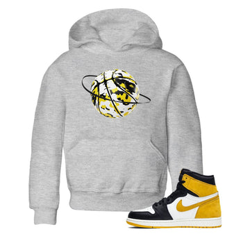 1s Yellow Ochre shirt to match jordans Camo Basketball Planet sneaker tees Air Jordan 1 Yellow Ochre SNRT sneaker release tees baby toddler Heather Grey 1 cotton Shirt