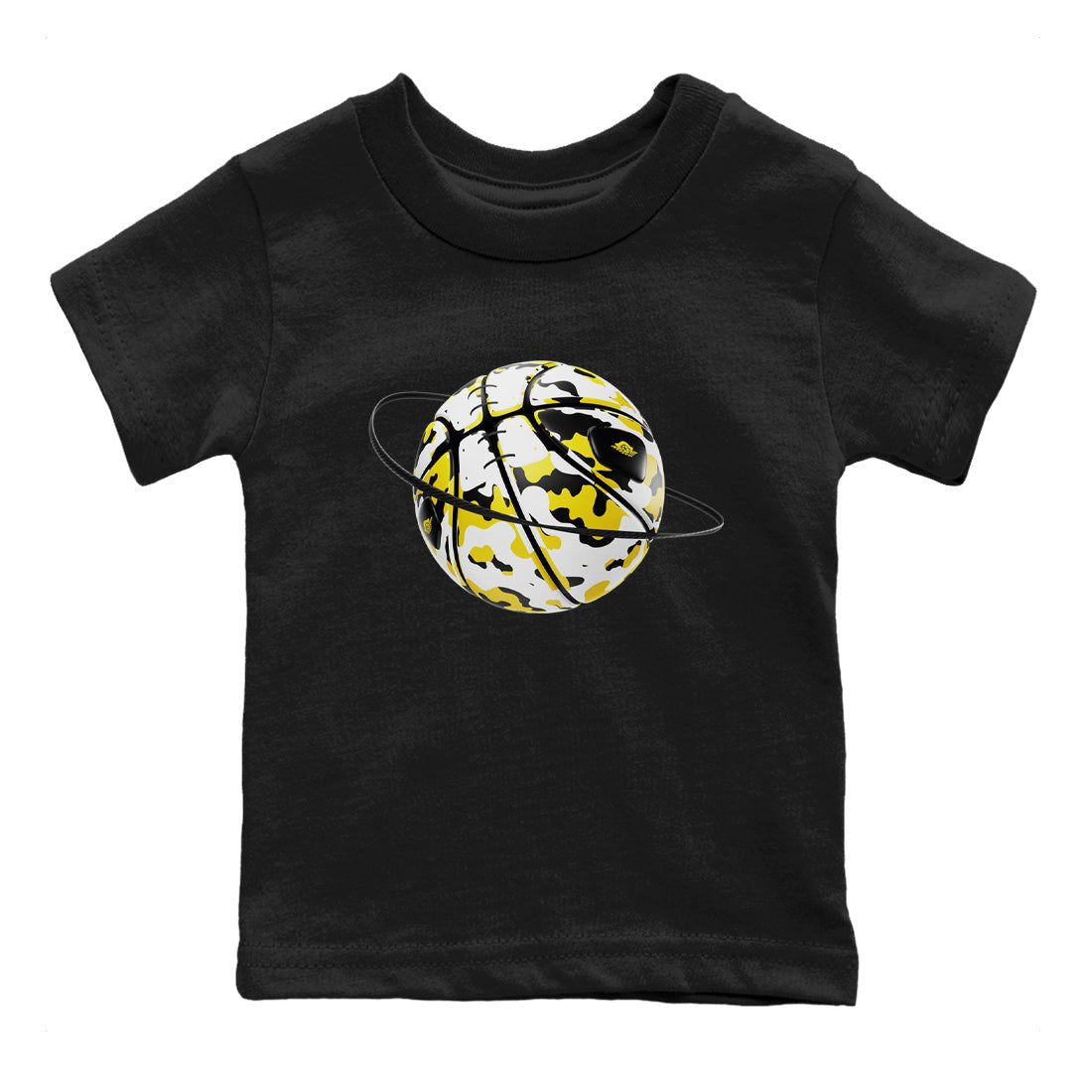 1s Yellow Ochre shirt to match jordans Camo Basketball Planet sneaker tees Air Jordan 1 Yellow Ochre SNRT sneaker release tees baby toddler Black 2 cotton Shirt