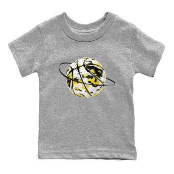 1s Yellow Ochre shirt to match jordans Camo Basketball Planet sneaker tees Air Jordan 1 Yellow Ochre SNRT sneaker release tees baby toddler Heather Grey 2 cotton Shirt