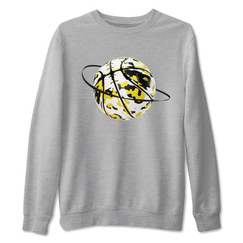 1s Yellow Ochre shirt to match jordans Camo Basketball Planet sneaker tees Air Jordan 1 Yellow Ochre SNRT Sneaker Release Tees unisex cotton Heather Grey 2 crew neck shirt