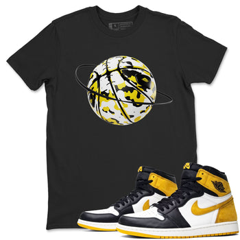 1s Yellow Ochre shirt to match jordans Camo Basketball Planet sneaker tees Air Jordan 1 Yellow Ochre SNRT Sneaker Release Tees unisex cotton Black 1 crew neck shirt