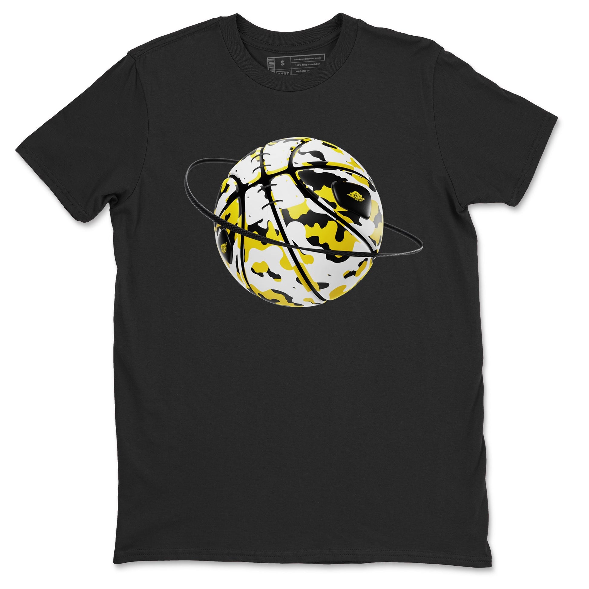 1s Yellow Ochre shirt to match jordans Camo Basketball Planet sneaker tees Air Jordan 1 Yellow Ochre SNRT Sneaker Release Tees unisex cotton Black 2 crew neck shirt