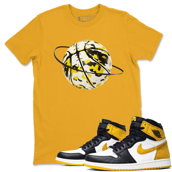 1s Yellow Ochre shirt to match jordans Camo Basketball Planet sneaker tees Air Jordan 1 Yellow Ochre SNRT Sneaker Release Tees unisex cotton Gold 1 crew neck shirt