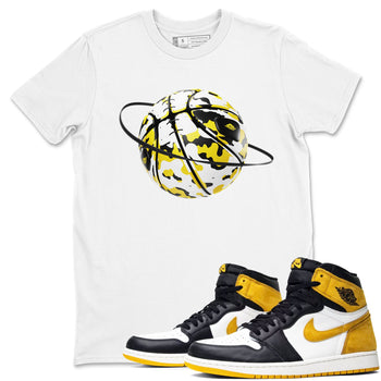 1s Yellow Ochre shirt to match jordans Camo Basketball Planet sneaker tees Air Jordan 1 Yellow Ochre SNRT Sneaker Release Tees unisex cotton White 1 crew neck shirt