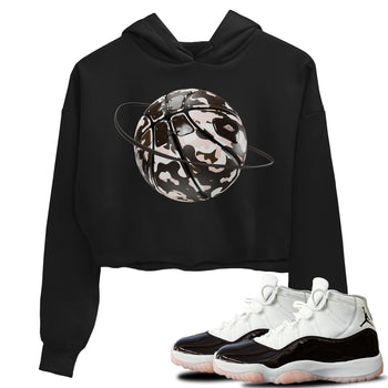 Air Jordan 11 Neapolitan shirt to match jordans Camo Basketball Planet sneaker tees AJ11 Neapolitan SNRT Sneaker Release Tees Black 1 Crop T-Shirt