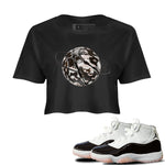 Air Jordan 11 Neapolitan shirt to match jordans Camo Basketball Planet sneaker tees AJ11 Neapolitan SNRT Sneaker Release Tees Black 1 Crop T-Shirt