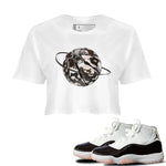 Air Jordan 11 Neapolitan shirt to match jordans Camo Basketball Planet sneaker tees AJ11 Neapolitan SNRT Sneaker Release Tees White 1 Crop T-Shirt