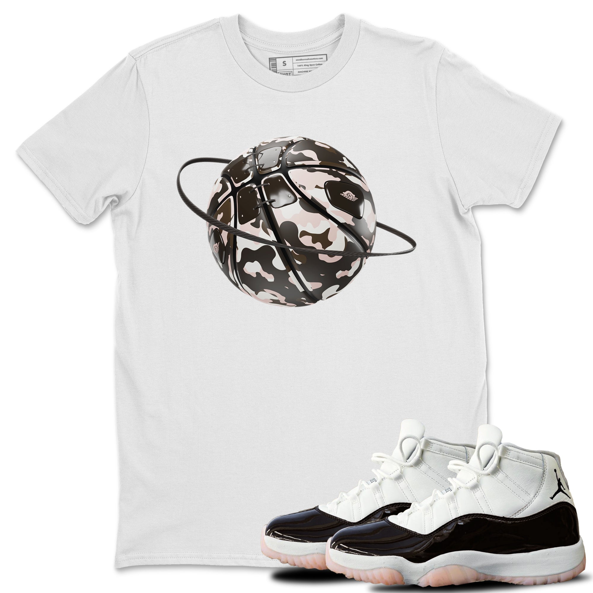 Camo Basketball Planet SNRT Sneaker Tee Air Jordan 11 Neapolitan SNRT Sneaker T shirts