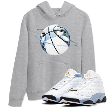 Air Jordan 13 Blue Grey shirt to match jordans Camo Basketball Planet sneaker tees AJ13 Blue Grey SNRT Sneaker Release Tees unisex cotton Heather Grey 1 crew neck shirt