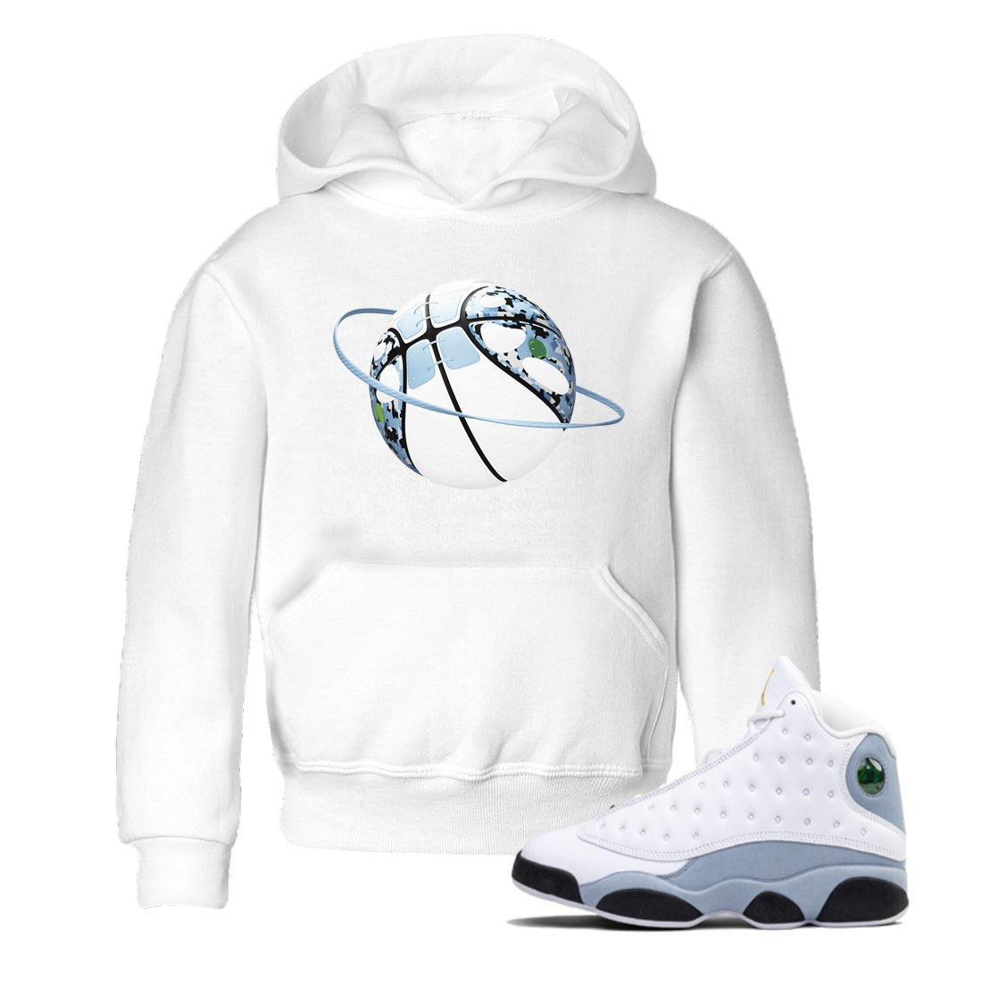 Air Jordan 13 Blue Grey shirt to match jordans Camo Basketball Planet sneaker tees AJ13 Blue Grey SNRT sneaker release tees baby toddler White 1 cotton Shirt