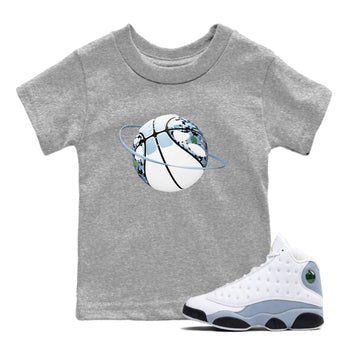 Air Jordan 13 Blue Grey shirt to match jordans Camo Basketball Planet sneaker tees AJ13 Blue Grey SNRT sneaker release tees baby toddler Heather Grey 1 cotton Shirt