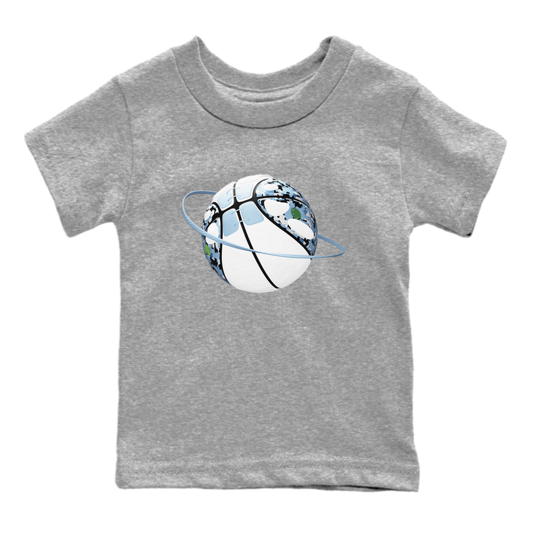Air Jordan 13 Blue Grey shirt to match jordans Camo Basketball Planet sneaker tees AJ13 Blue Grey SNRT sneaker release tees baby toddler Heather Grey 2 cotton Shirt