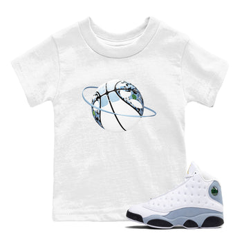 Air Jordan 13 Blue Grey shirt to match jordans Camo Basketball Planet sneaker tees AJ13 Blue Grey SNRT sneaker release tees baby toddler White 1 cotton Shirt