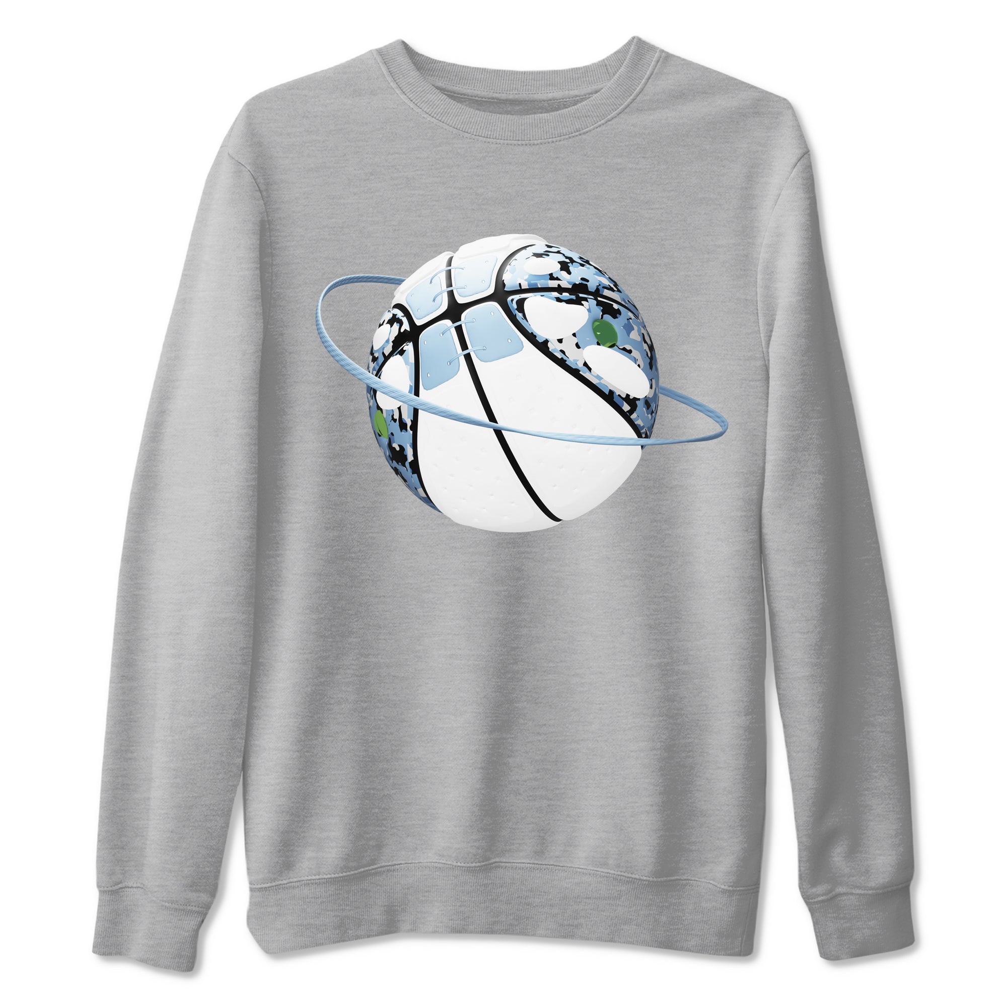 Air Jordan 13 Blue Grey shirt to match jordans Camo Basketball Planet sneaker tees AJ13 Blue Grey SNRT Sneaker Release Tees unisex cotton Heather Grey 2 crew neck shirt