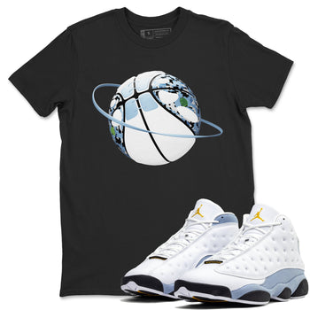 Air Jordan 13 Blue Grey shirt to match jordans Camo Basketball Planet sneaker tees AJ13 Blue Grey SNRT Sneaker Release Tees unisex cotton Black 1 crew neck shirt