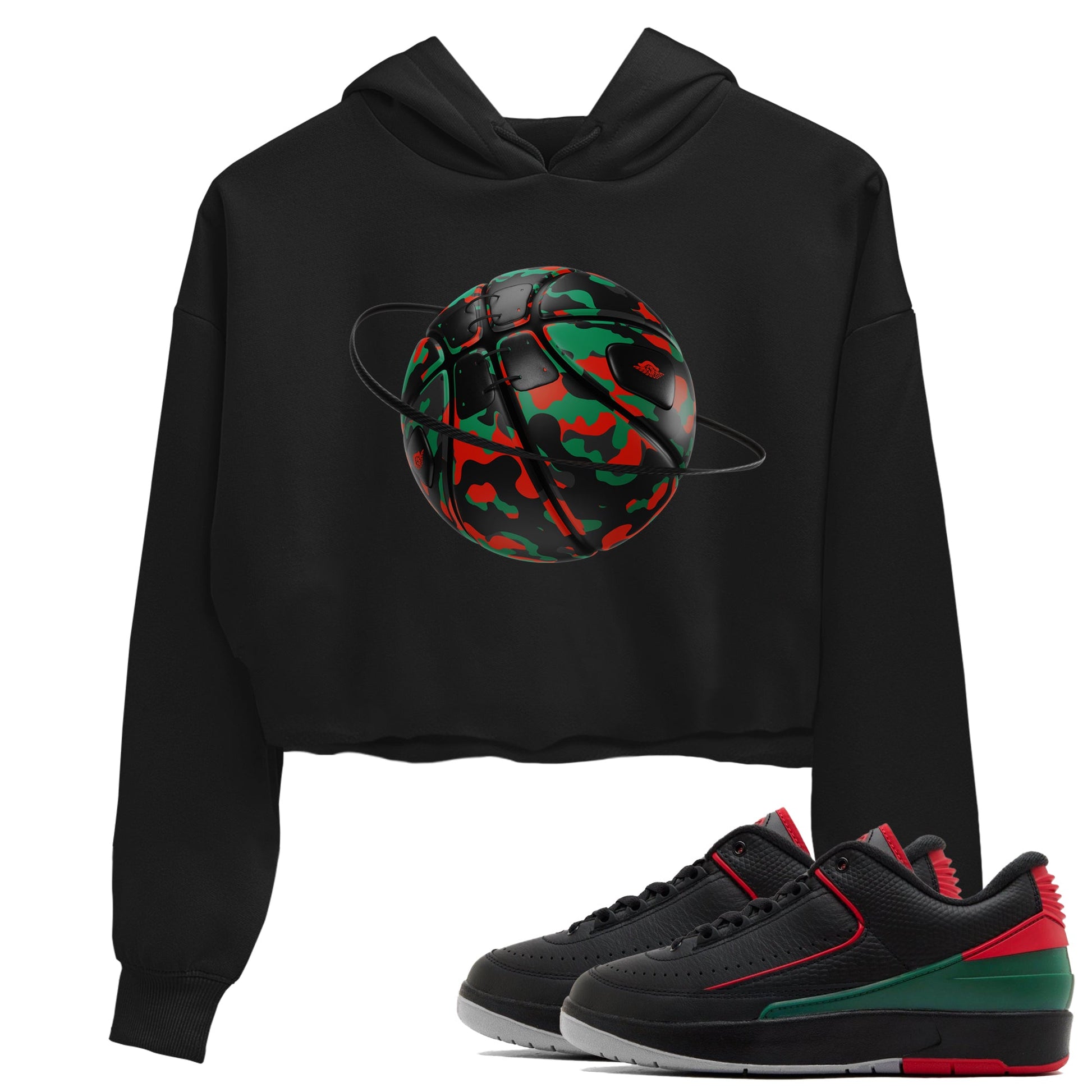 2s Christmas X-mas gift shirt to match jordans Camo Basketball Planet sneaker tees Air Jordan 2 Christmas SNRT Sneaker Release Tees Black 1 Crop T-Shirt