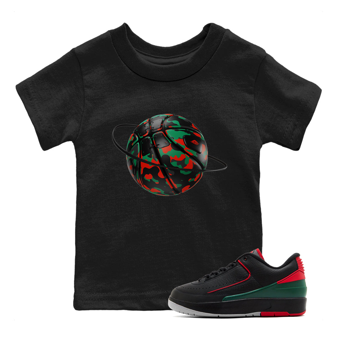 2s Christmas X-mas gift shirt to match jordans Camo Basketball Planet sneaker tees Air Jordan 2 Christmas SNRT Sneaker Release Tees Baby Toddler Black 1 T-Shirt