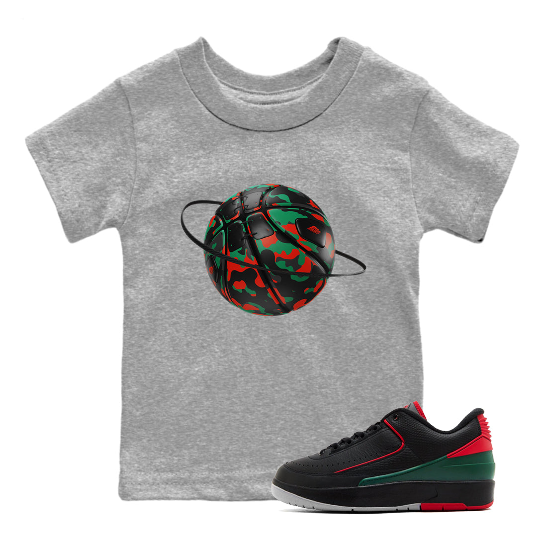 2s Christmas X-mas gift shirt to match jordans Camo Basketball Planet sneaker tees Air Jordan 2 Christmas SNRT Sneaker Release Tees Baby Toddler Heather Grey 1 T-Shirt