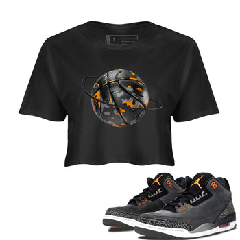 Air Jordan 3 Fear shirt to match jordans Camo Basketball Planet sneaker tees AJ3 Fear SNRT Sneaker Release Tees Black 1 Crop T-Shirt